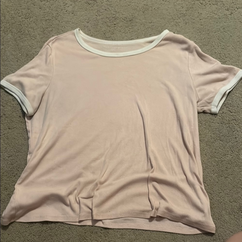 American Eagle Women's Pink Ringer Tee - Size XL💕💗🌸